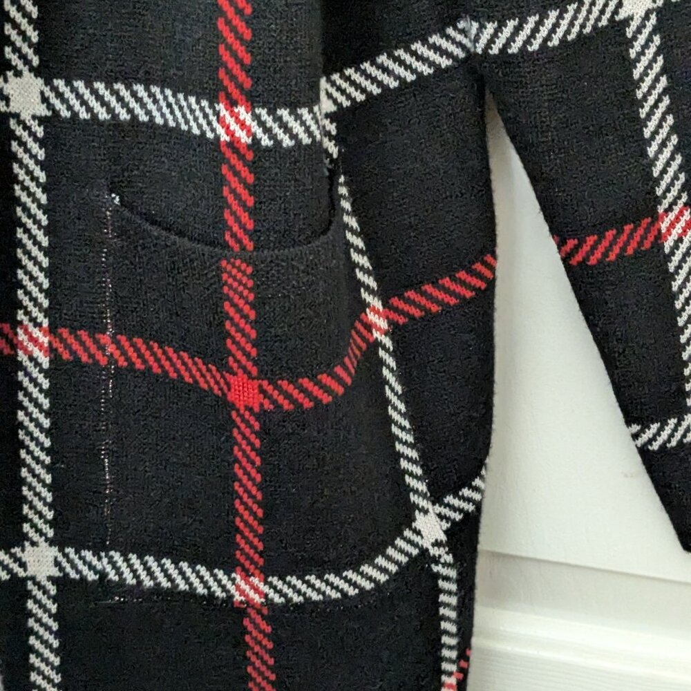 LOVE SCARLETT Women's cutout-elbow Open Cardigan Sweater Top Size L Black Stripe - Picture 4 of 10